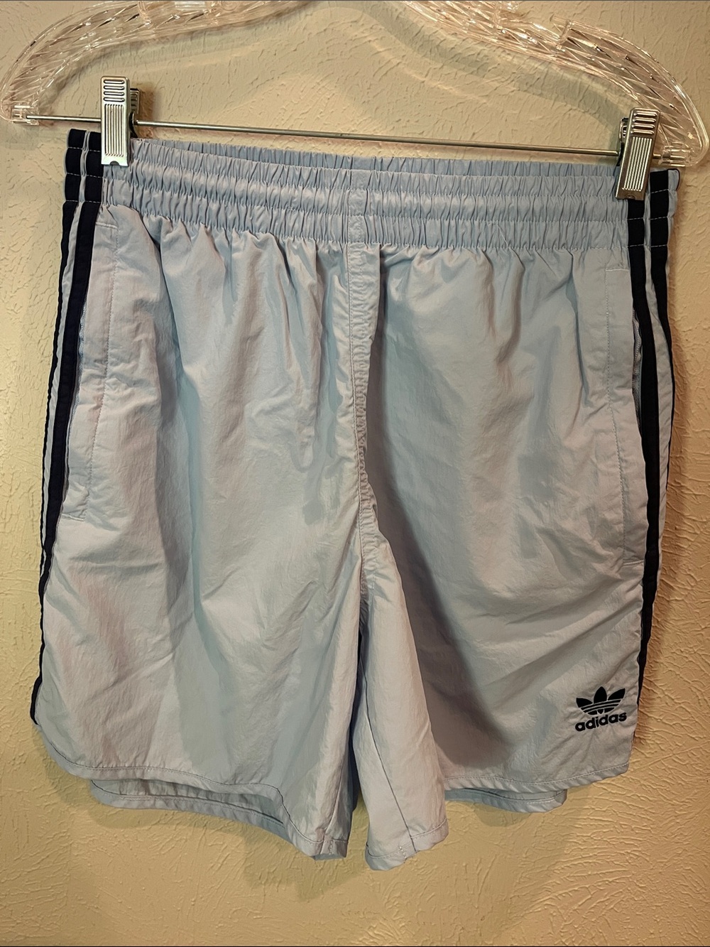 Adidas Men’s Medium Light Blue Shorts with Navy Trim